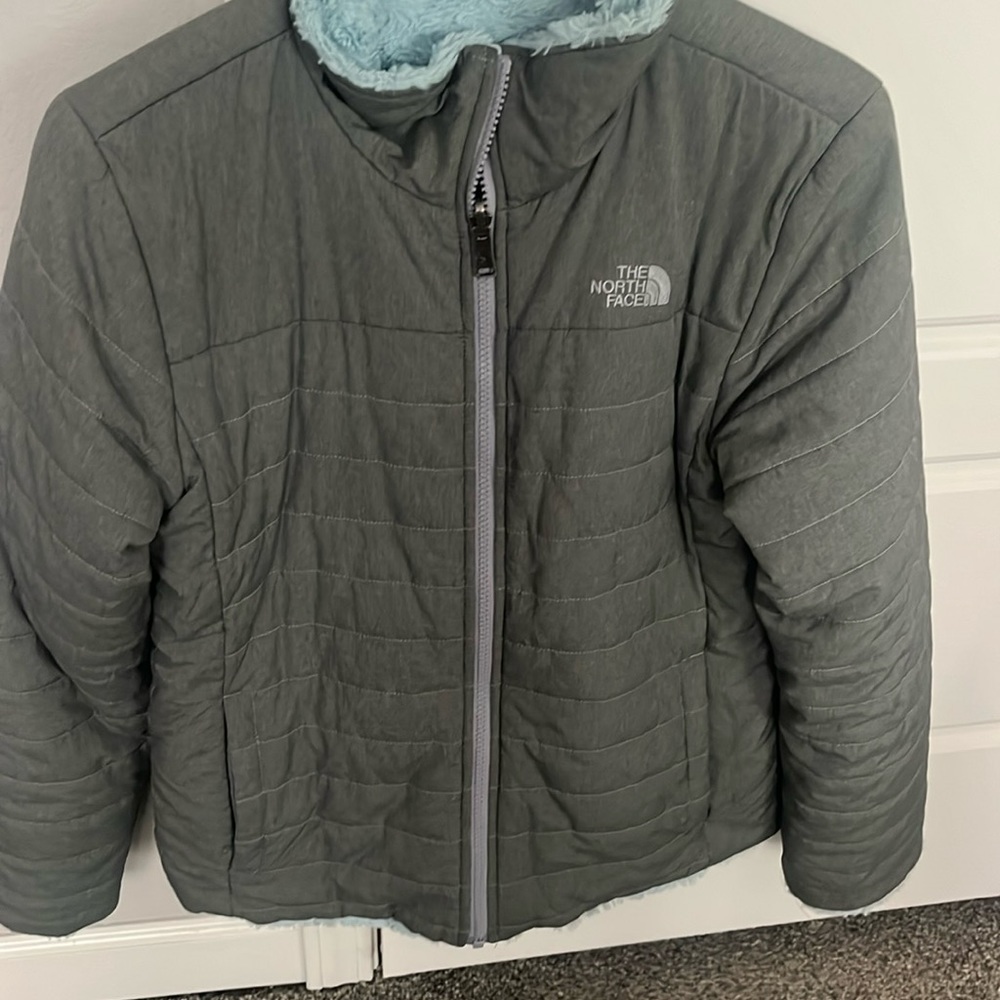 North Face - reversible coat, grey/blue, girls XL